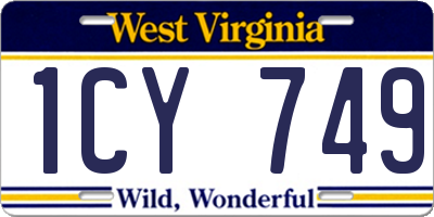 WV license plate 1CY749
