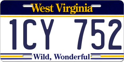 WV license plate 1CY752
