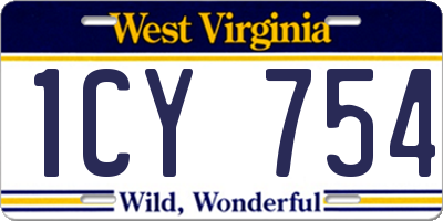 WV license plate 1CY754