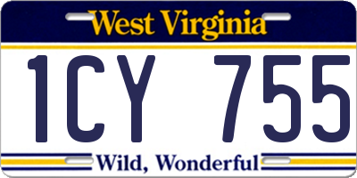 WV license plate 1CY755