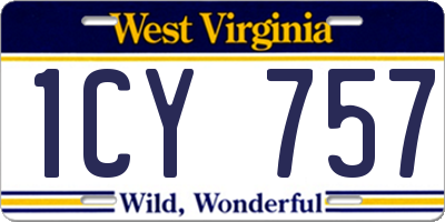 WV license plate 1CY757