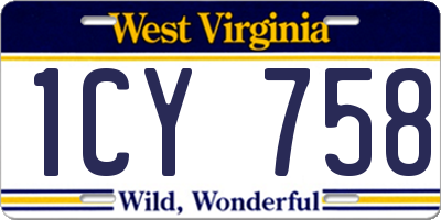 WV license plate 1CY758