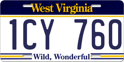 WV license plate 1CY760