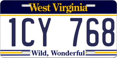 WV license plate 1CY768
