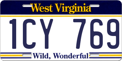 WV license plate 1CY769