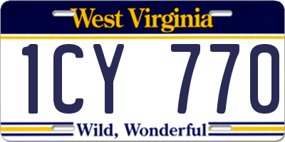 WV license plate 1CY770