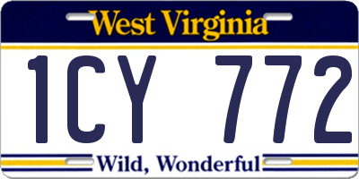 WV license plate 1CY772