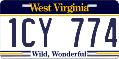 WV license plate 1CY774