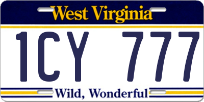 WV license plate 1CY777