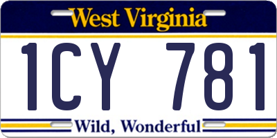 WV license plate 1CY781