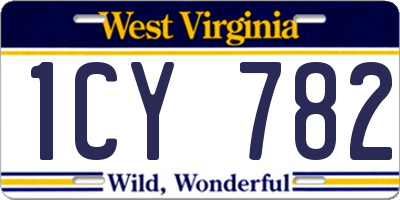 WV license plate 1CY782