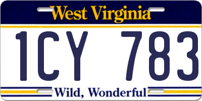 WV license plate 1CY783