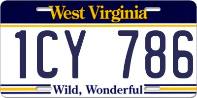 WV license plate 1CY786