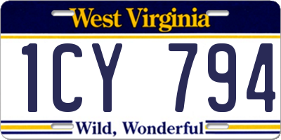 WV license plate 1CY794