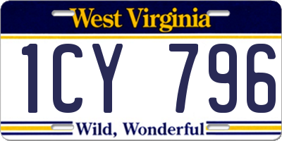WV license plate 1CY796