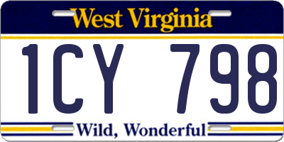 WV license plate 1CY798