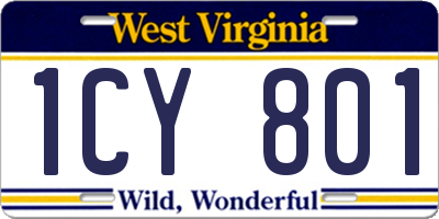 WV license plate 1CY801