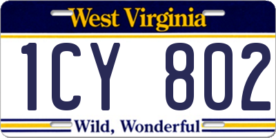 WV license plate 1CY802