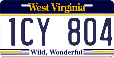 WV license plate 1CY804