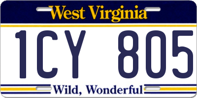 WV license plate 1CY805