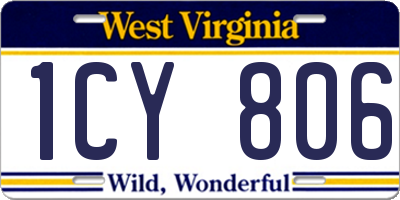 WV license plate 1CY806
