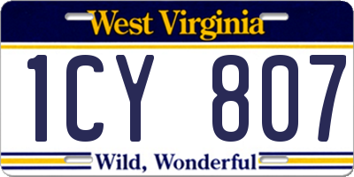 WV license plate 1CY807