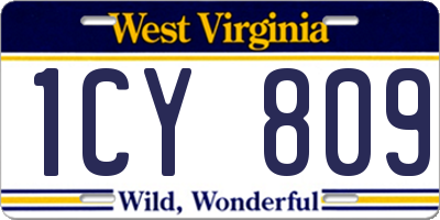 WV license plate 1CY809