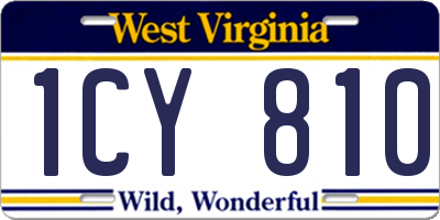 WV license plate 1CY810