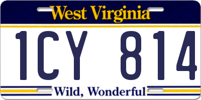WV license plate 1CY814