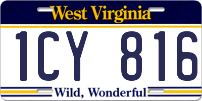 WV license plate 1CY816