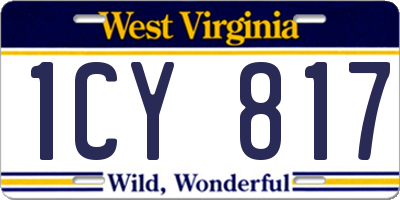WV license plate 1CY817
