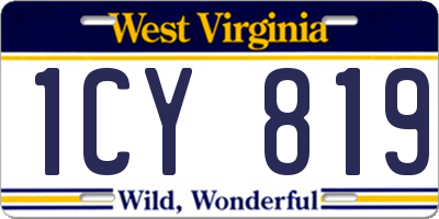 WV license plate 1CY819