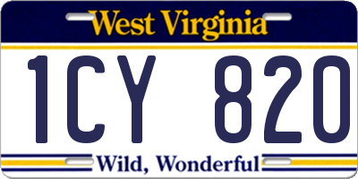 WV license plate 1CY820