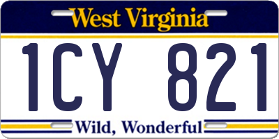 WV license plate 1CY821