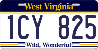 WV license plate 1CY825