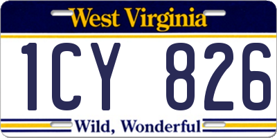WV license plate 1CY826