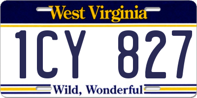 WV license plate 1CY827