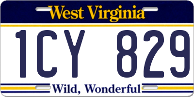 WV license plate 1CY829