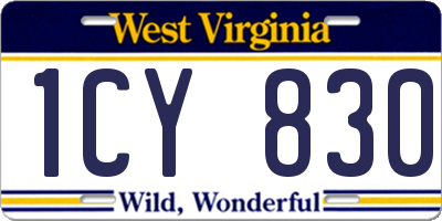 WV license plate 1CY830
