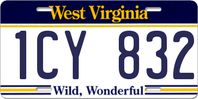 WV license plate 1CY832