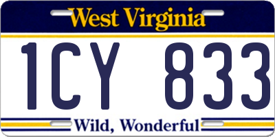 WV license plate 1CY833