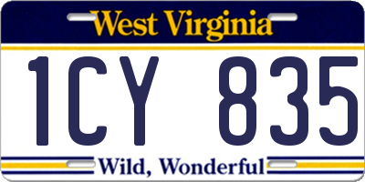 WV license plate 1CY835
