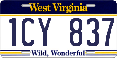 WV license plate 1CY837