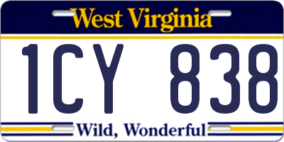 WV license plate 1CY838