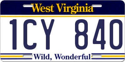 WV license plate 1CY840