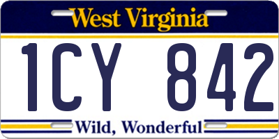 WV license plate 1CY842