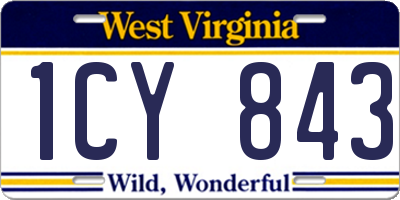 WV license plate 1CY843