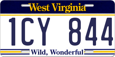 WV license plate 1CY844
