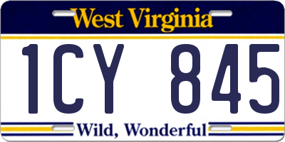 WV license plate 1CY845
