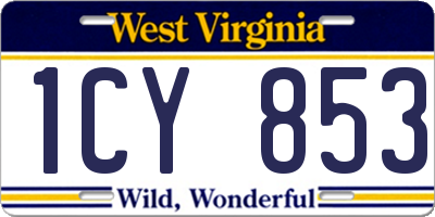 WV license plate 1CY853